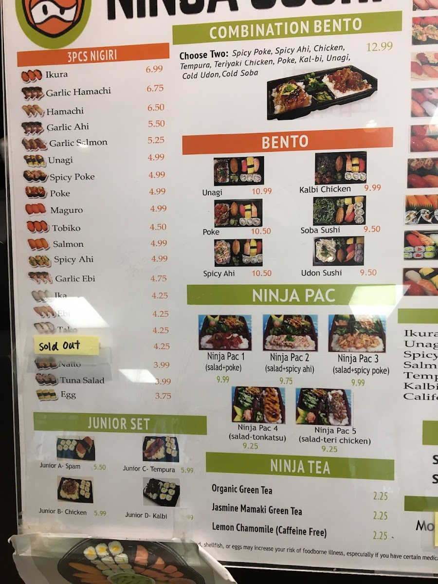 Ninja Sushi Koʻolau Photo Menu 1