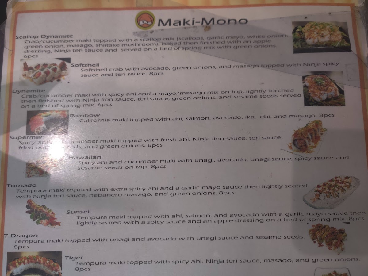 Ninja Sushi Koʻolau Photo Menu 2