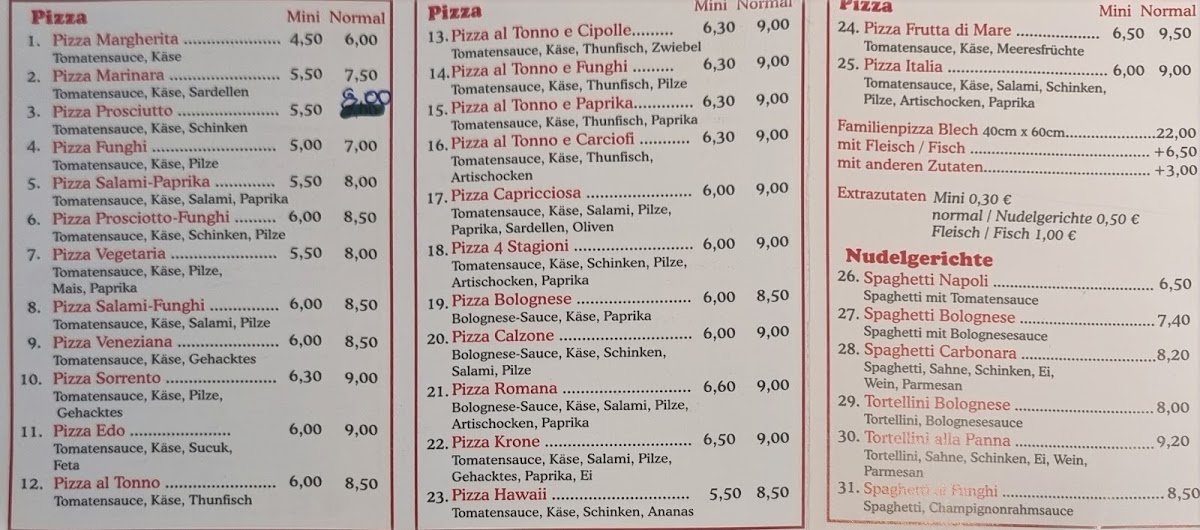 Pizzeria Minirestaurant Photo Menu 2