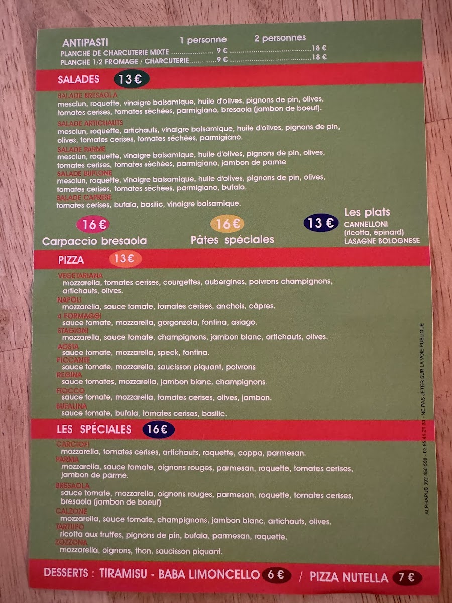Il Capriccio Photo Menu 1