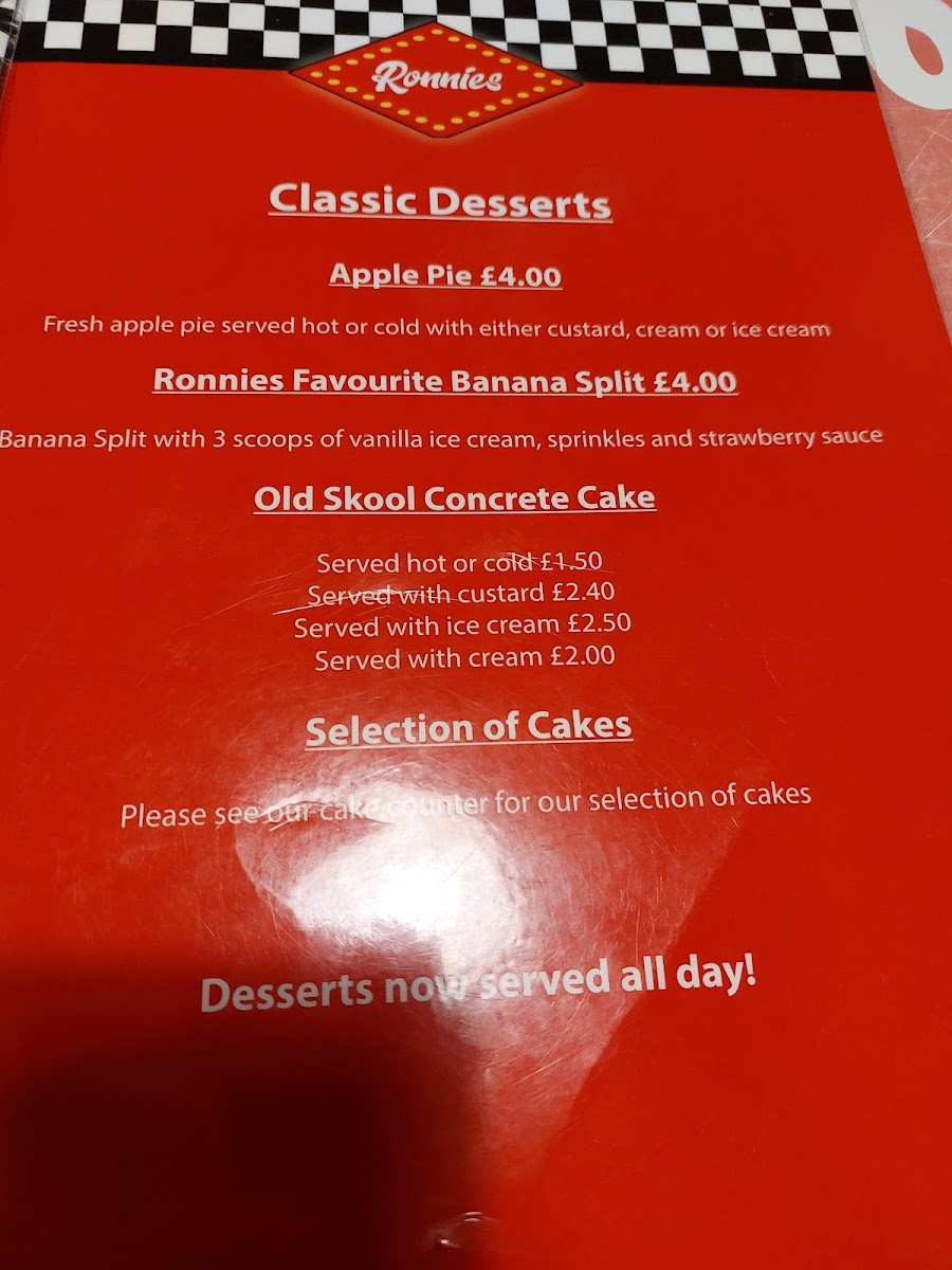 Ronnies desserts Photo Menu 2