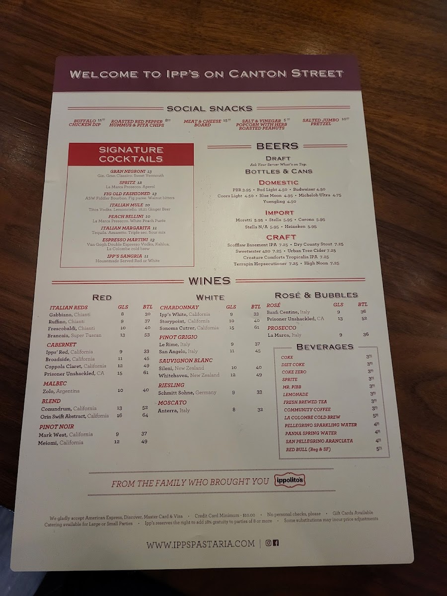 Ipp's Pastaria & Bar Photo Menu 9