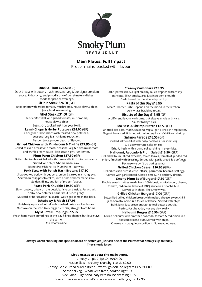 Smoky Plum Restaurant Photo Menu 2