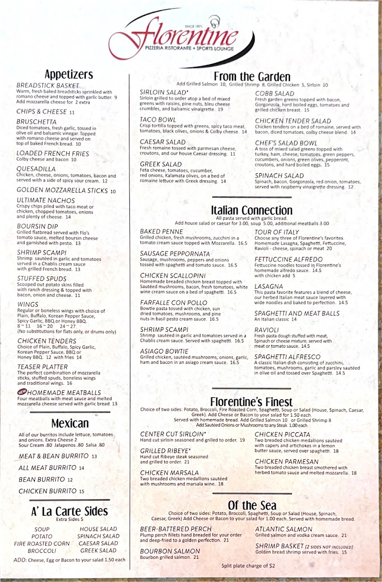 Florentine Sports Lounge Photo Menu 1