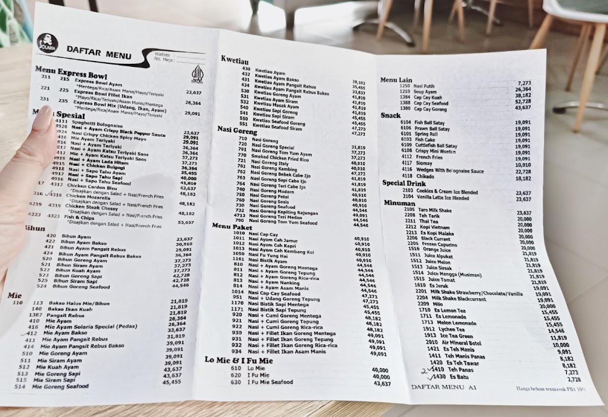Solaria - Pamulang Square Photo Menu 1