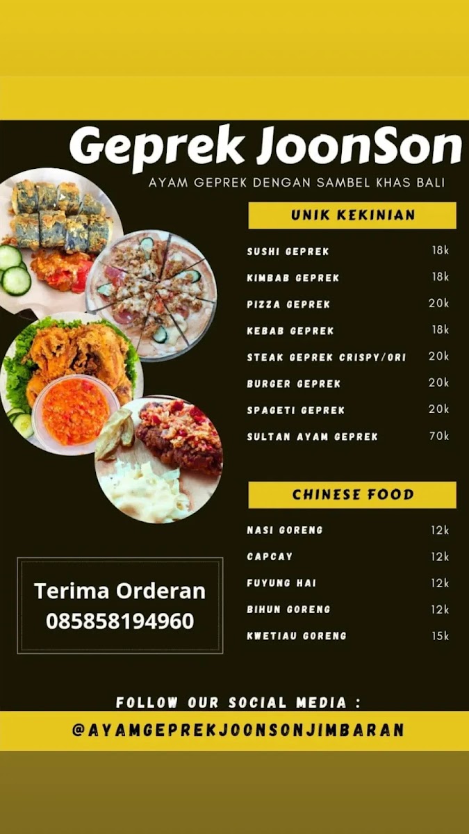 Ayam Geprek JoonSon Jimbaran Photo Menu 2