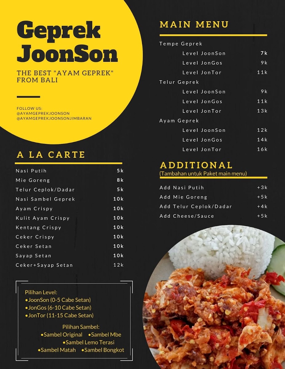 Ayam Geprek JoonSon Jimbaran Photo Menu 4