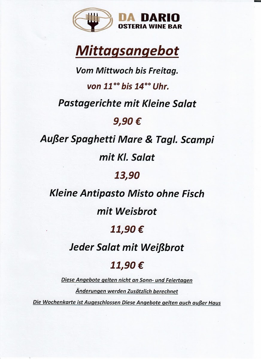 Da Dario Osteria Wine Bar Photo Menu 3