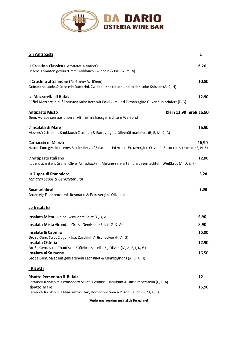 Da Dario Osteria Wine Bar Photo Menu 5