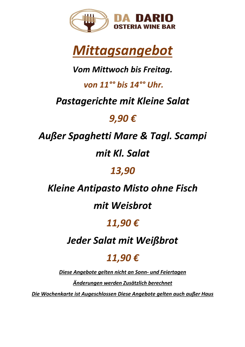 Da Dario Osteria Wine Bar Photo Menu 6
