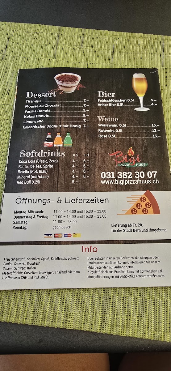 Bigi Pizza Huus Photo Menu 2