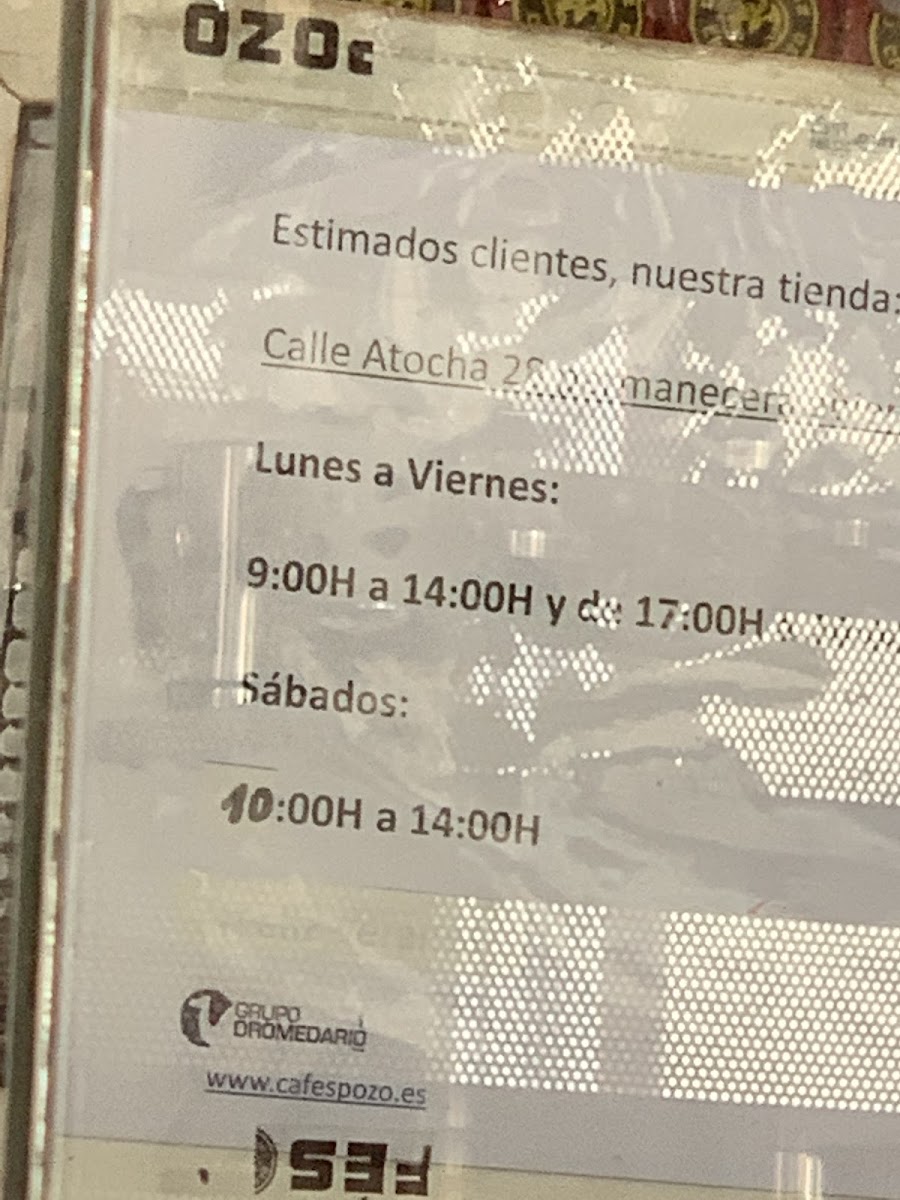 Cafés Pozo Photo Menu 1
