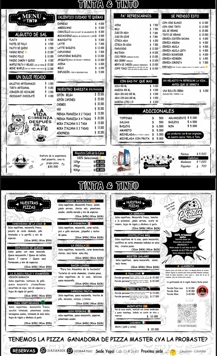 Tinta y Tinto Café Photo Menu 1