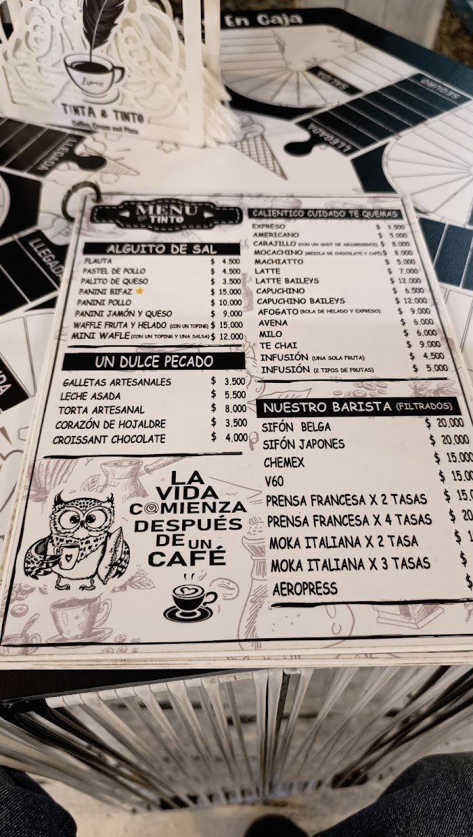 Tinta y Tinto Café Photo Menu 2