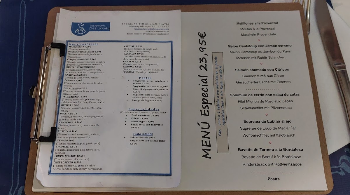Restaurant Chez Lorenzo Photo Menu 3