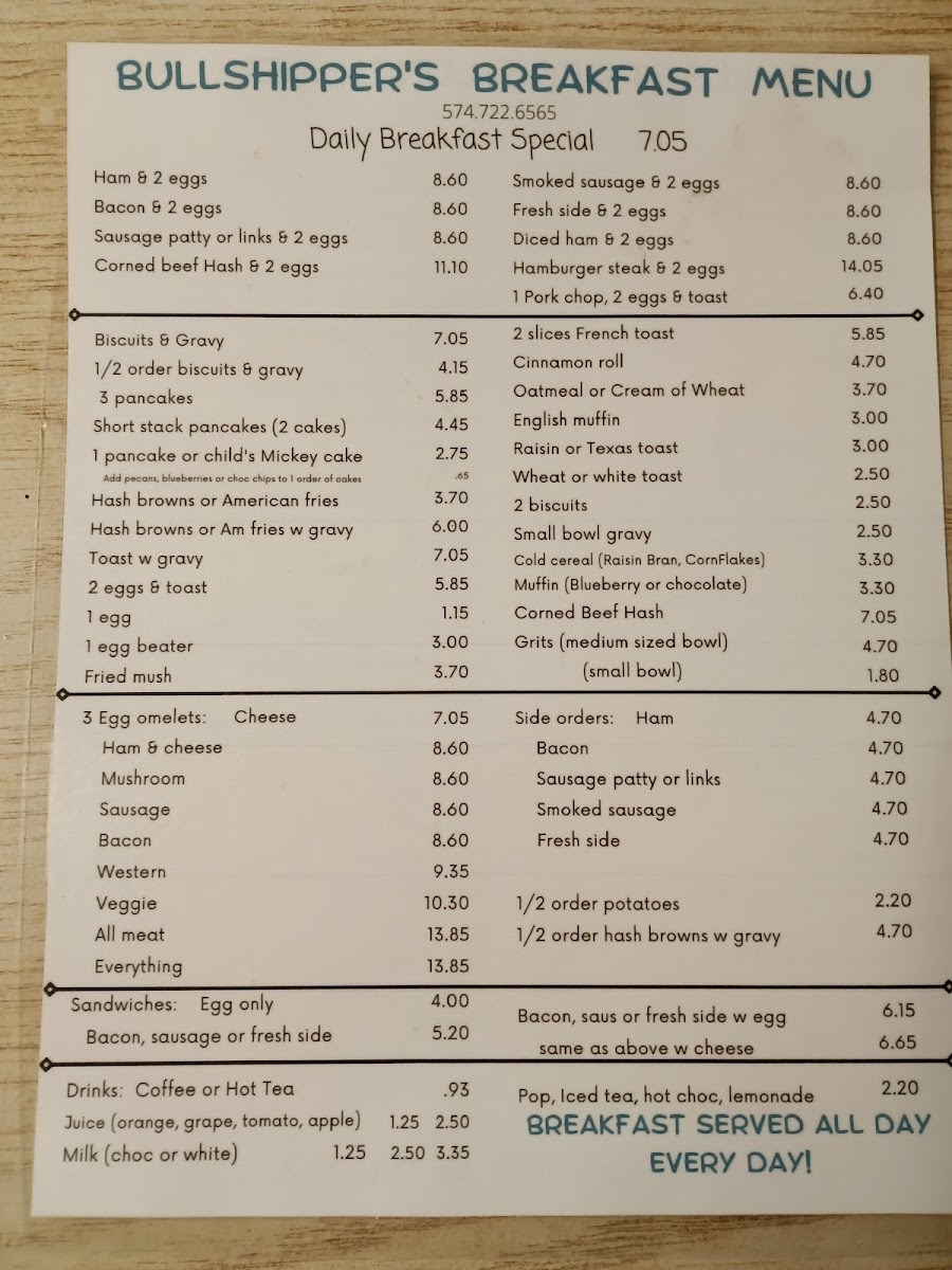 Bullshippers Cafe Photo Menu 2