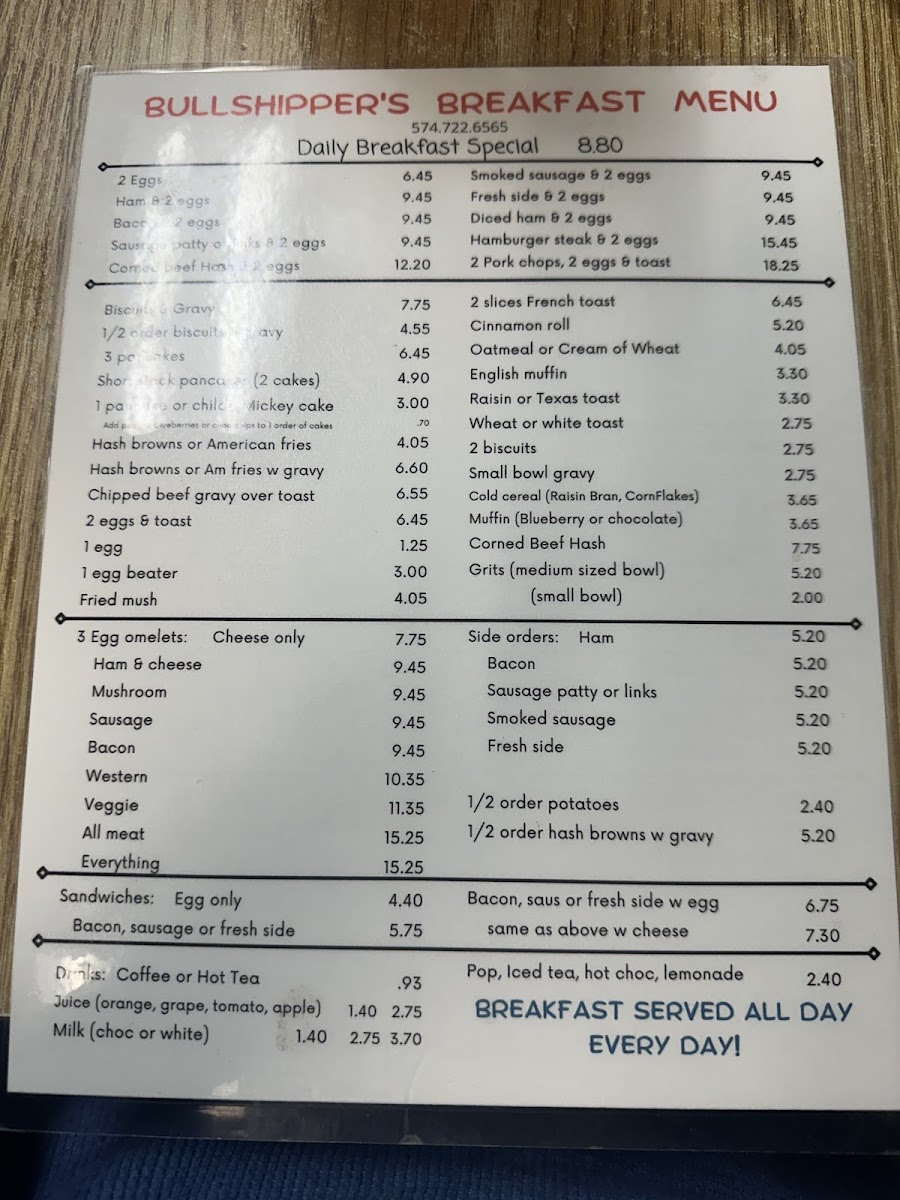 Bullshippers Cafe Photo Menu 3