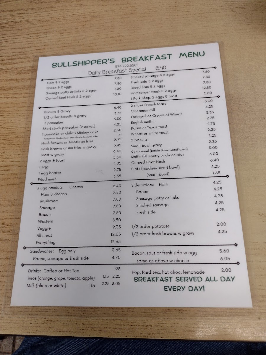 Bullshippers Cafe Photo Menu 7