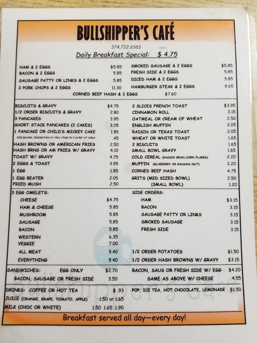 Bullshippers Cafe Photo Menu 9