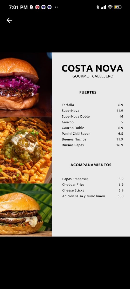 Costa Nova Photo Menu 1