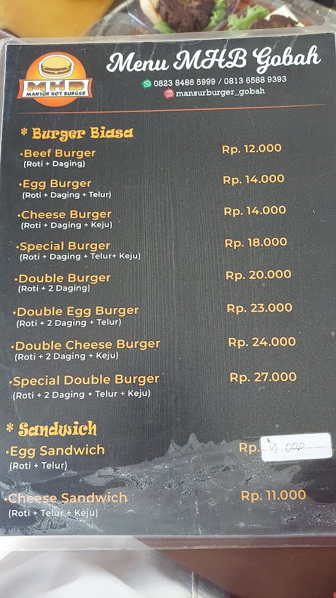 Mansur Hot Burger Gobah Photo Menu 1