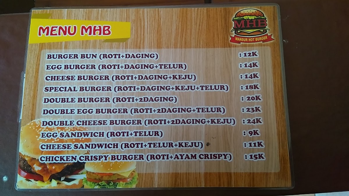 Mansur Hot Burger Gobah Photo Menu 3