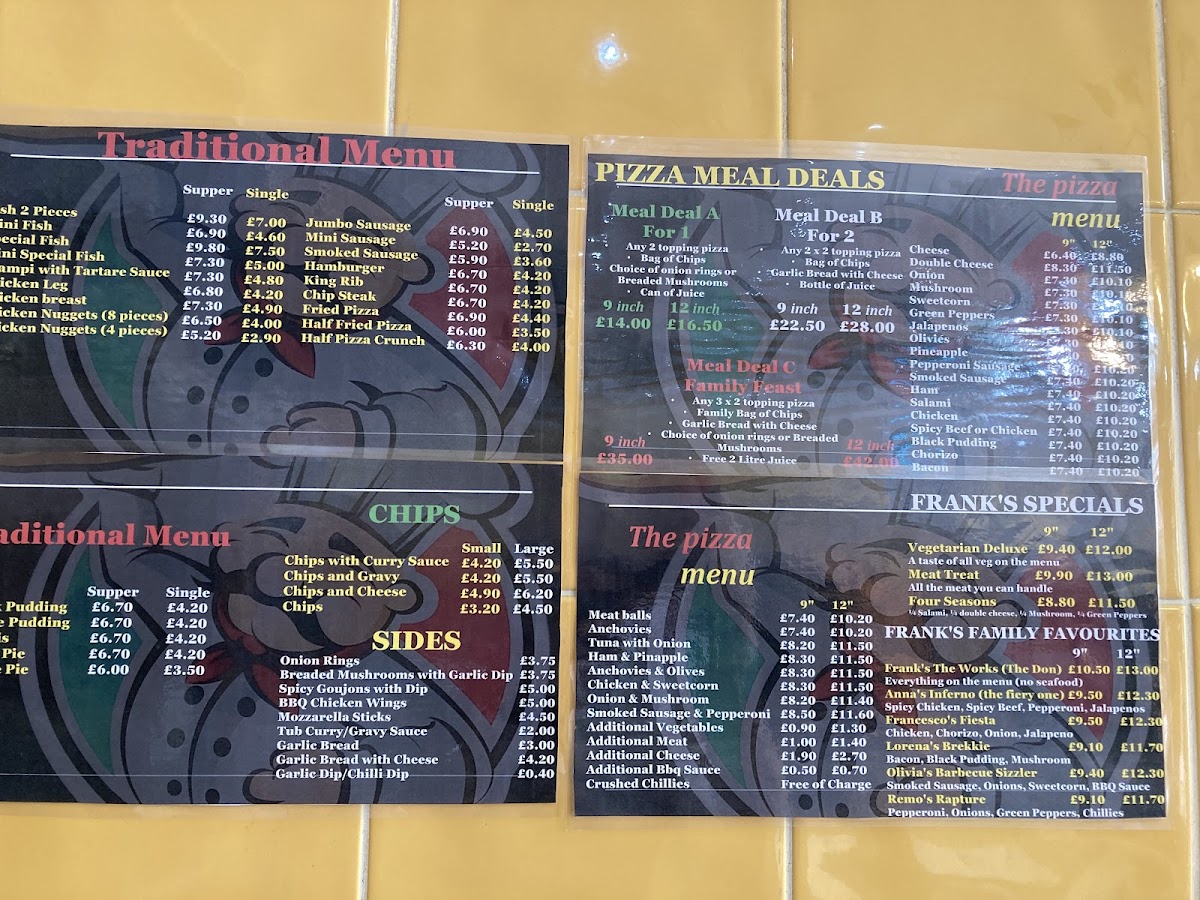 Franks Fish Chips & Pizza Place Photo Menu 2