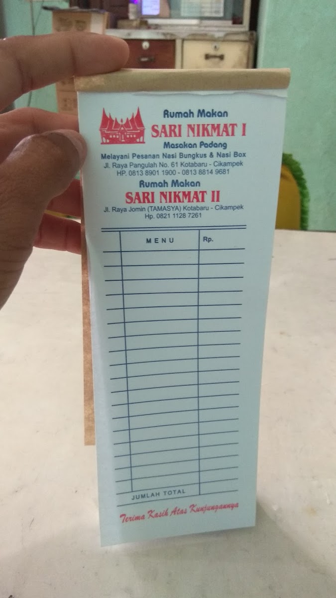 Rumah Makan Sari Nikmat 1 Photo Menu 2