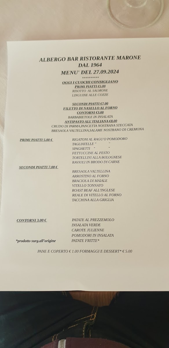 Albergo Ristorante Marone Photo Menu 3