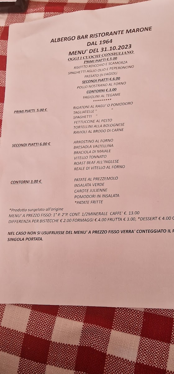 Albergo Ristorante Marone Photo Menu 4