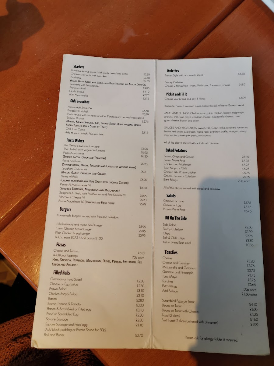 The Derby Cafe Photo Menu 5