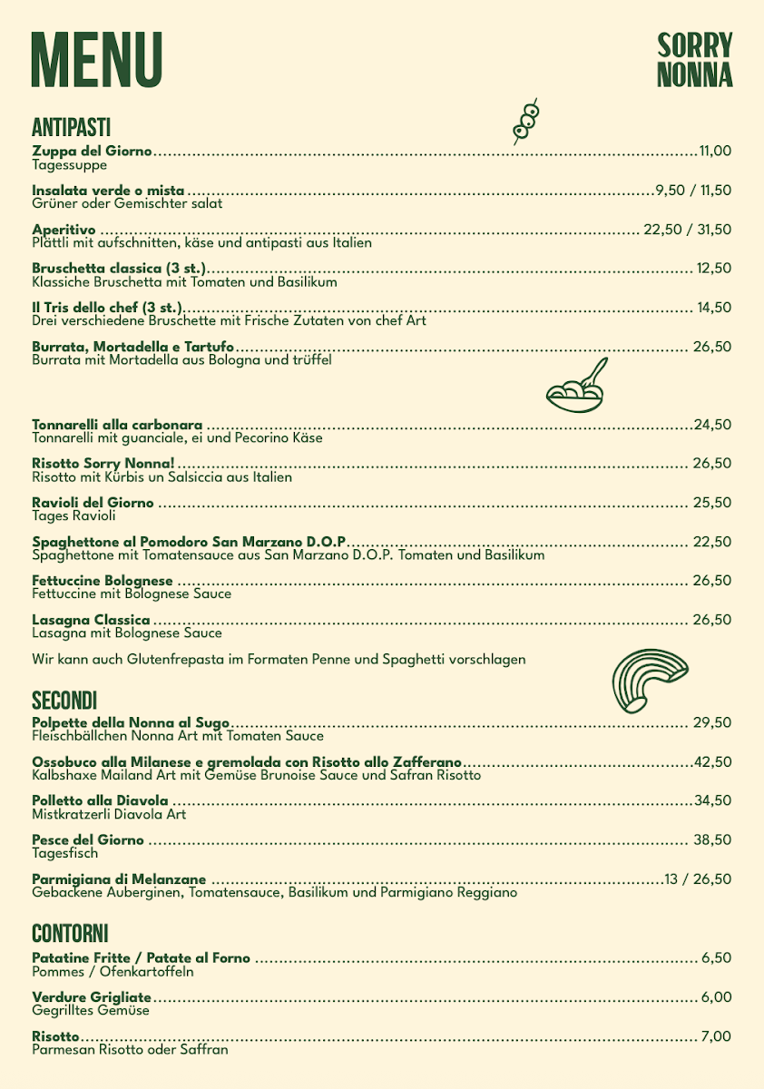 Sorry Nonna Horgen Photo Menu 1
