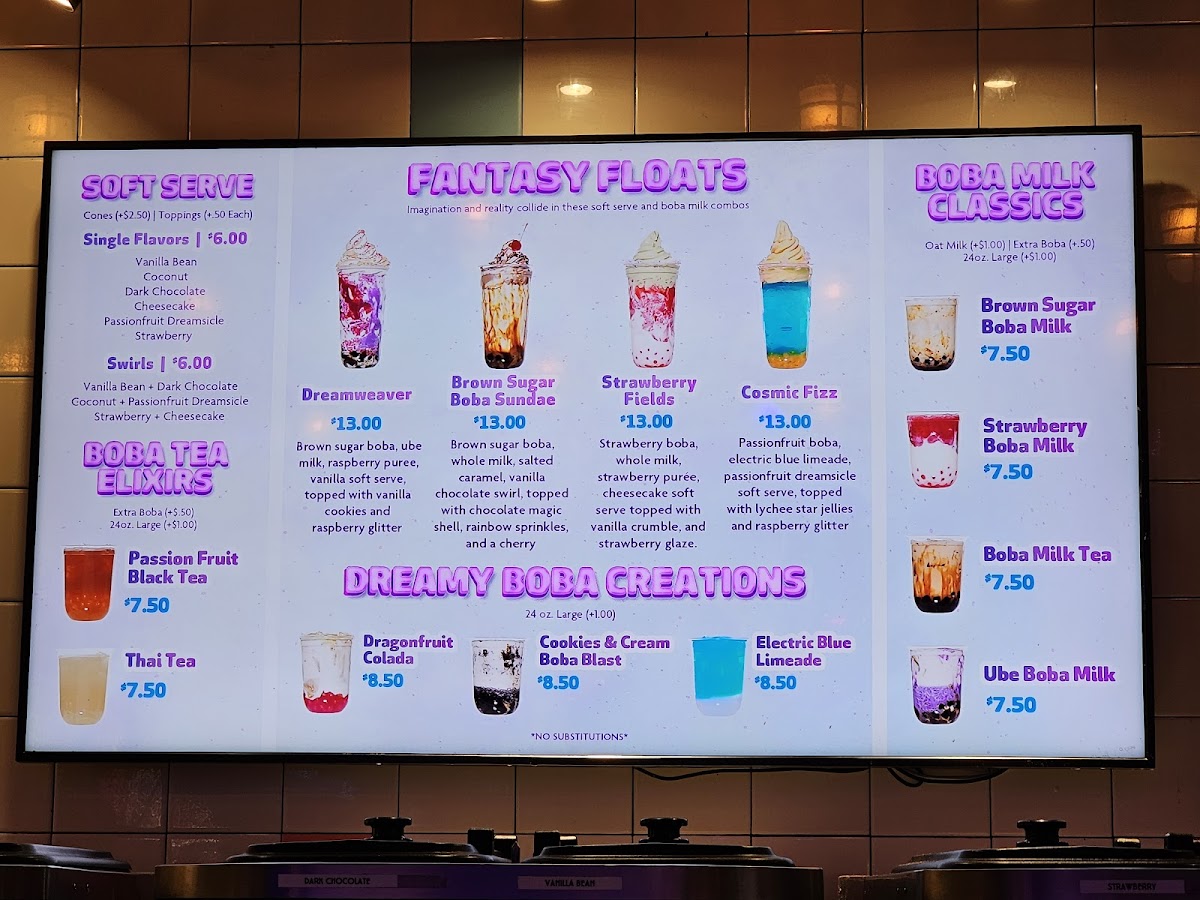 Dream Weaver Milk & Boba Bar Photo Menu 1