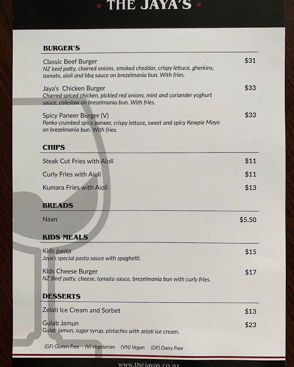 The Jayas Wine Bar Photo Menu 2