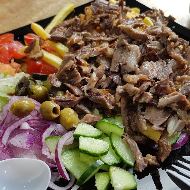Meat Shawarma Plate Chips and Salad