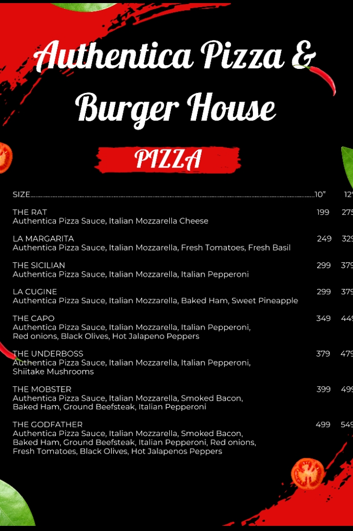Authentica Pizza and Burger House Photo Menu 1