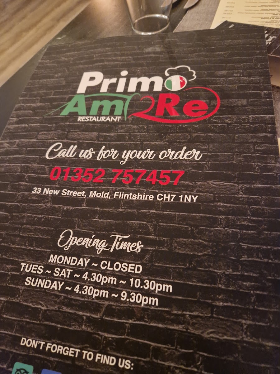 Primo Amore Italian Restaurant Mold Photo Menu 4