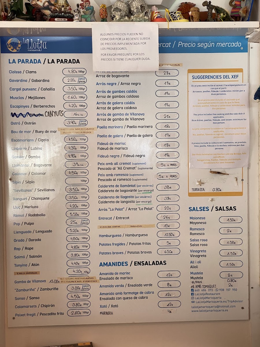 La Llotja Marisqueria Photo Menu 1