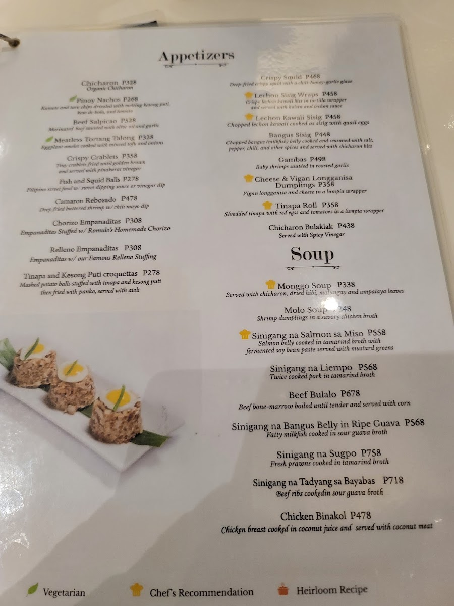 Romulo Café Photo Menu 1