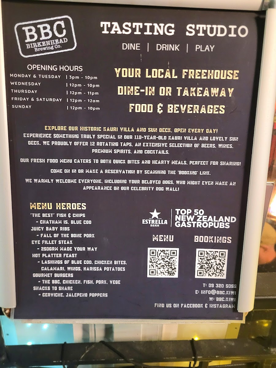 BBC Tasting Studio by Birkenhead Brewing Co. Photo Menu 1