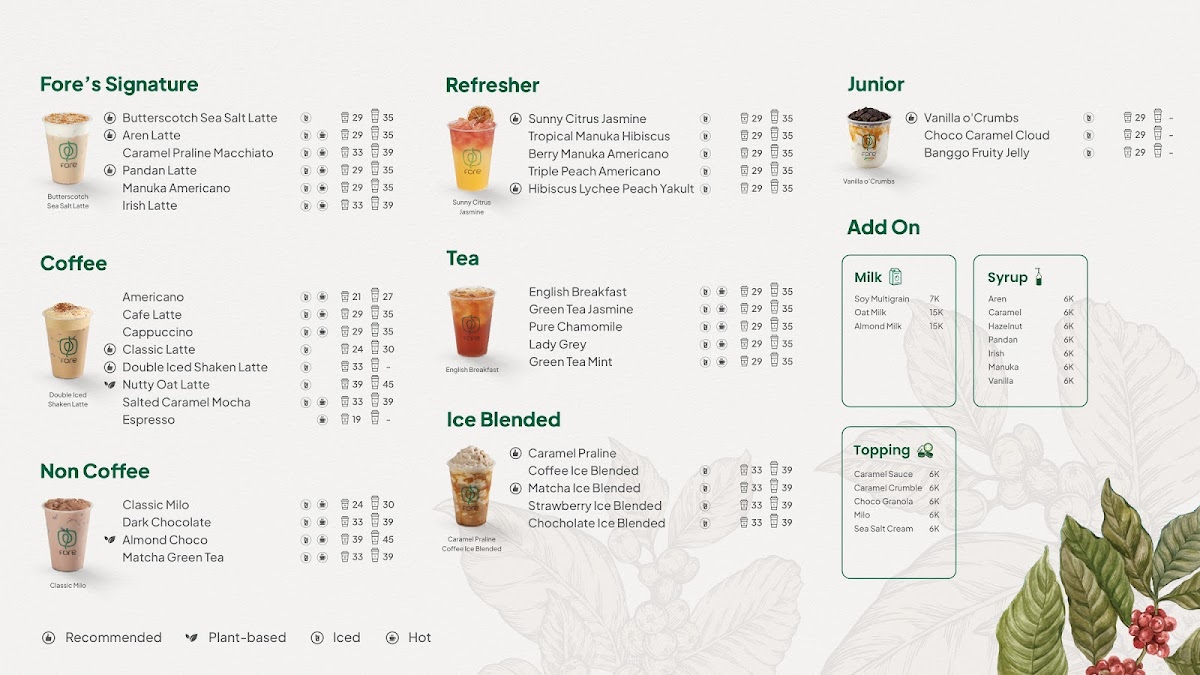 Fore Coffee - Greenville Photo Menu 1