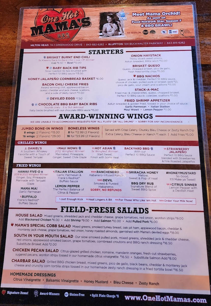 One Hot Mama's BBQ Photo Menu 2