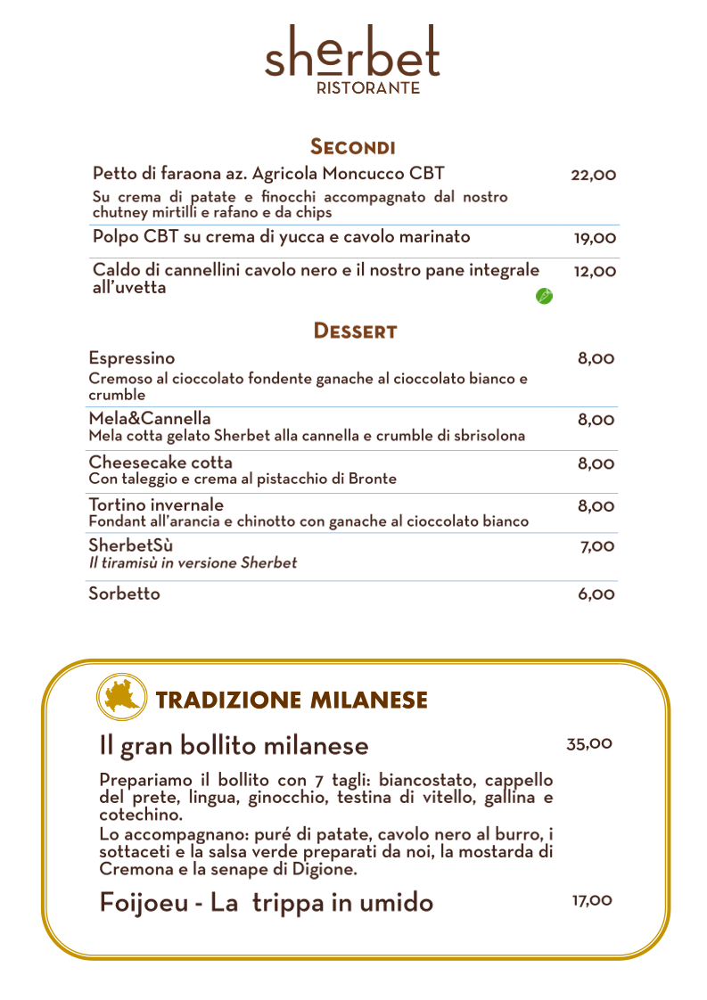 SHERBET RISTORANTE Photo Menu 2