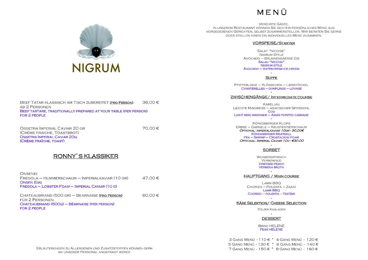 RESTAURANT NIGRUM Photo Menu 1