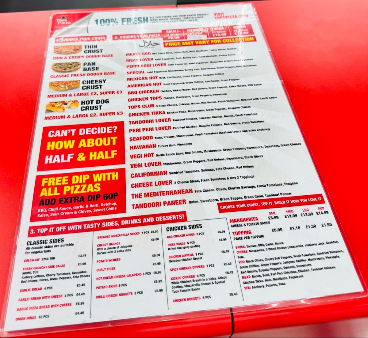 Tops Pizza Birmingham SE Photo Menu 1