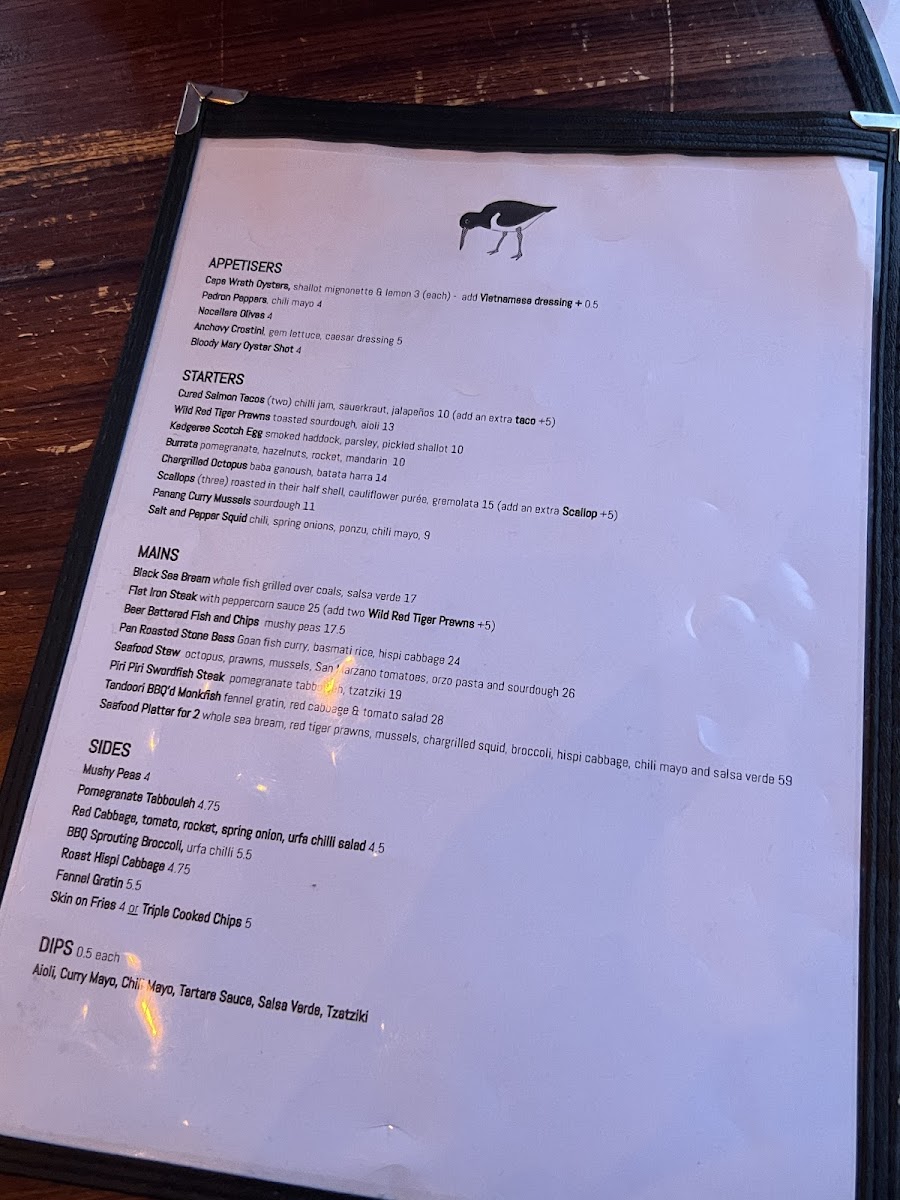 The Oystercatcher Photo Menu 4