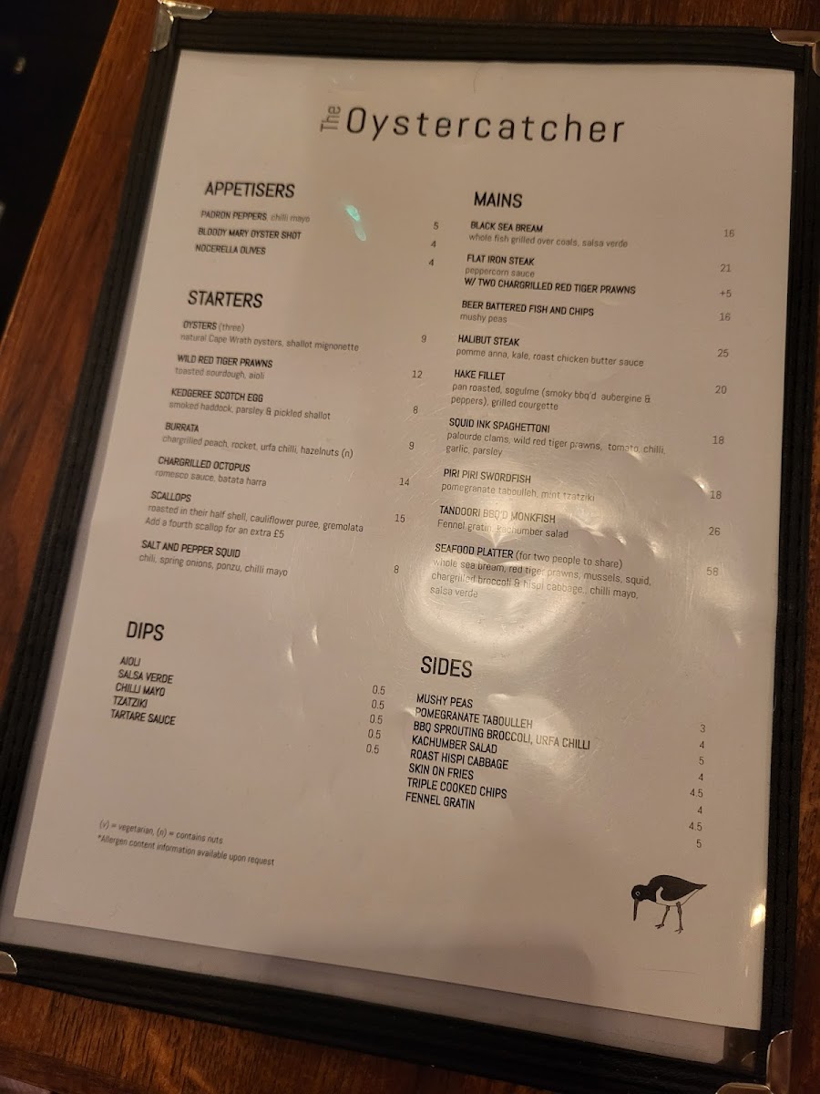 The Oystercatcher Photo Menu 7