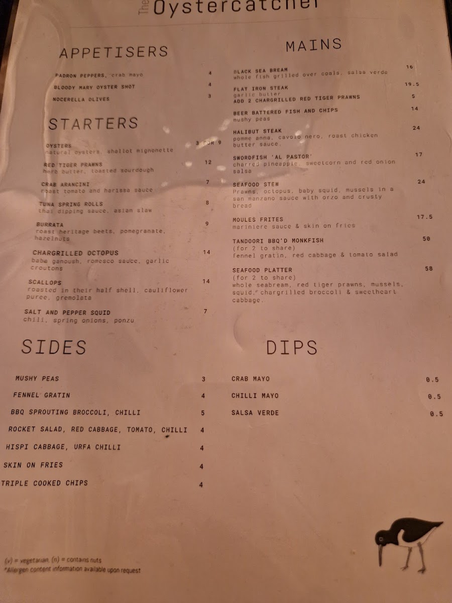 The Oystercatcher Photo Menu 9