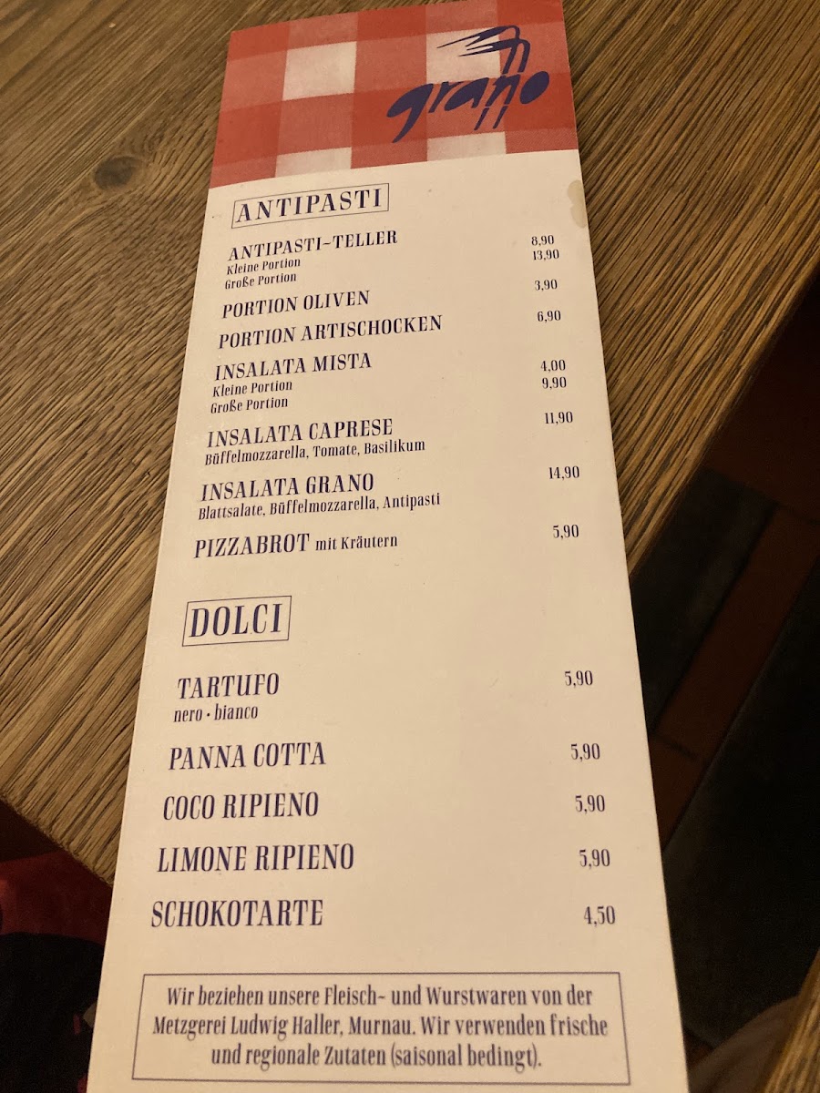 Pizzeria Grano Photo Menu 1