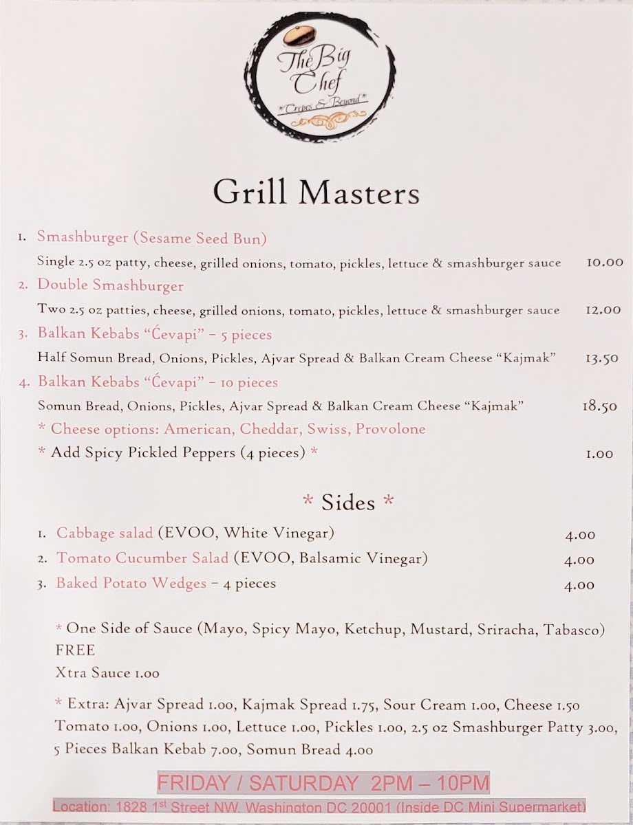 The Big Chef Photo Menu 1